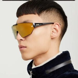 NEW Versace VE4461 GB1/87 Black Dark Grey Mirror Gold Detachable Lens Sunglasses